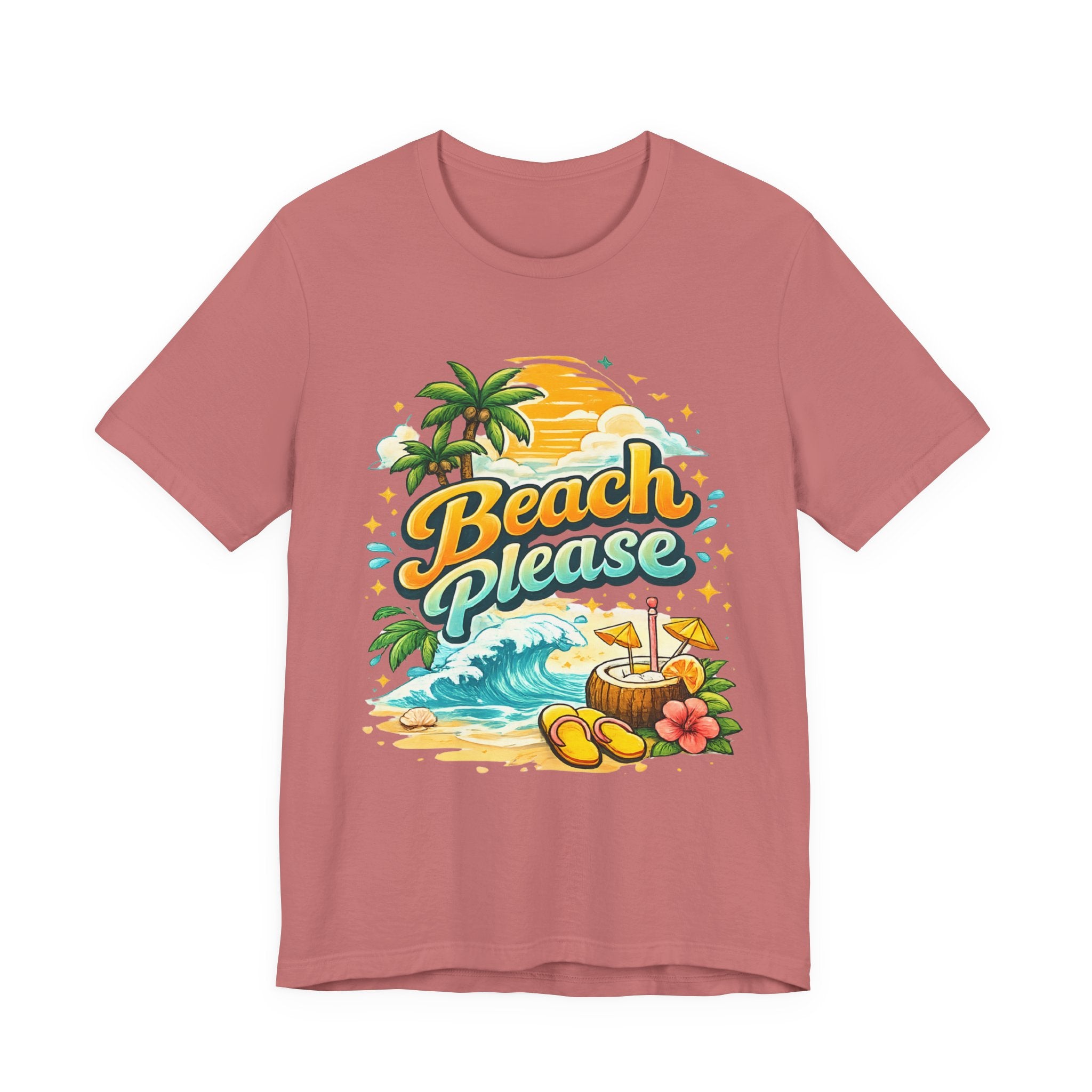 Beach Please T-Shirt, Tropical Summer Graphic Tee, Palm Tree Beach Shirt, Vacation Shirt