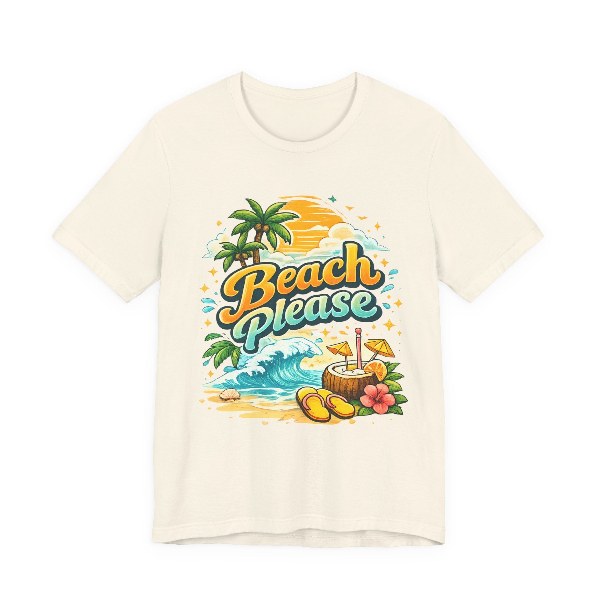 Beach Please T-Shirt, Tropical Summer Graphic Tee, Palm Tree Beach Shirt, Vacation Shirt