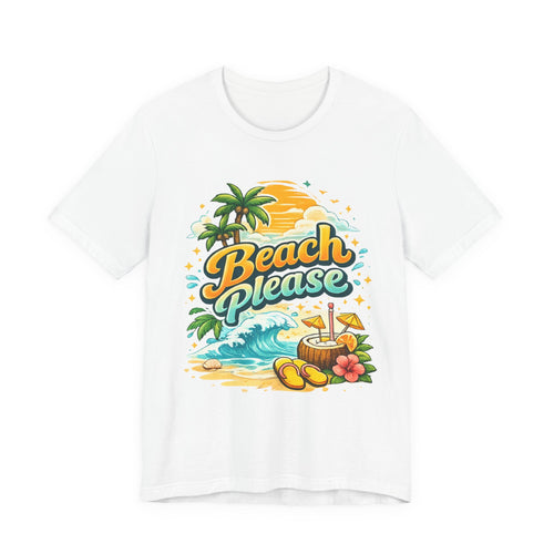Beach Please T-Shirt, Tropical Summer Graphic Tee, Palm Tree Beach Shirt, Vacation Shirt