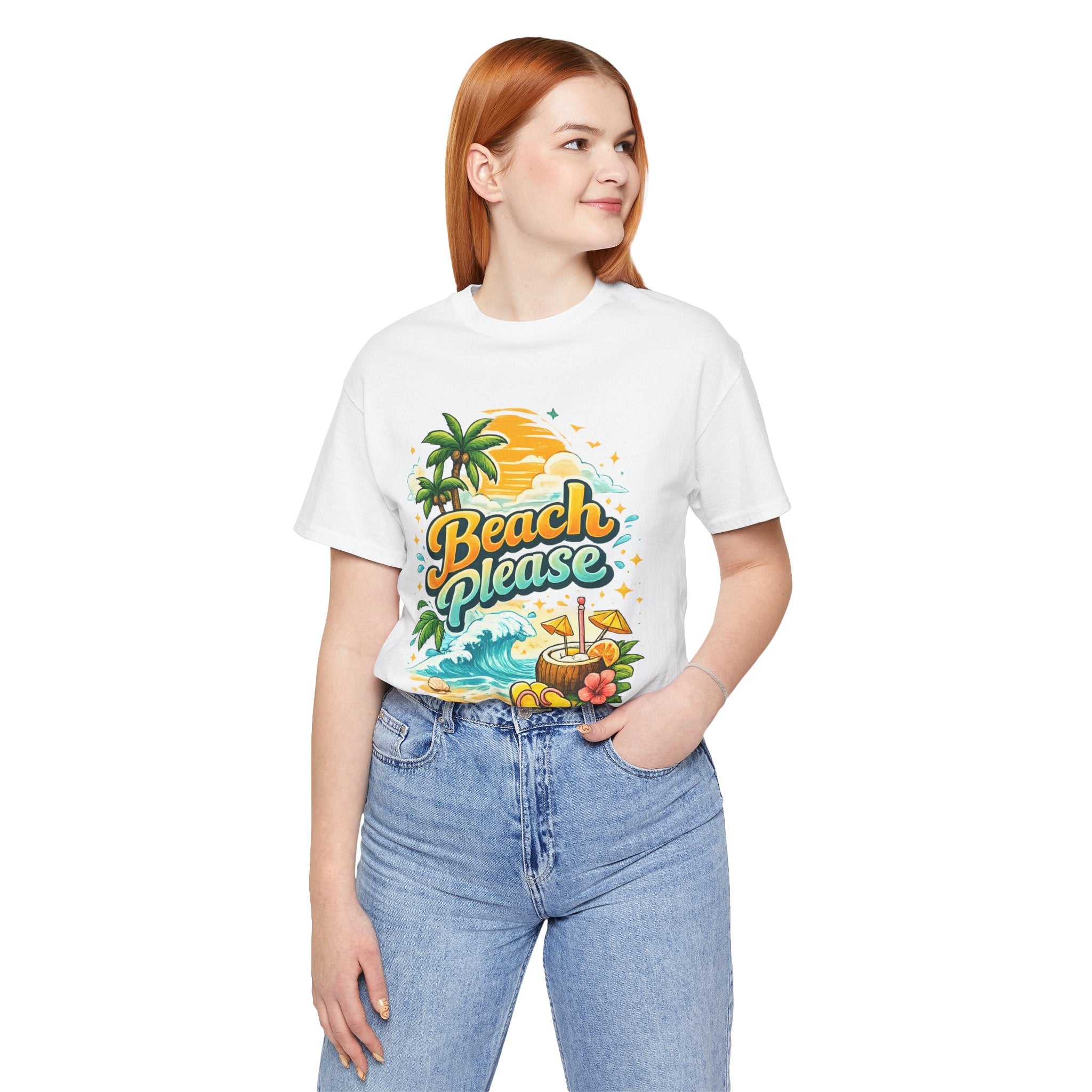 Beach Please T-Shirt, Tropical Summer Graphic Tee, Palm Tree Beach Shirt, Vacation Shirt